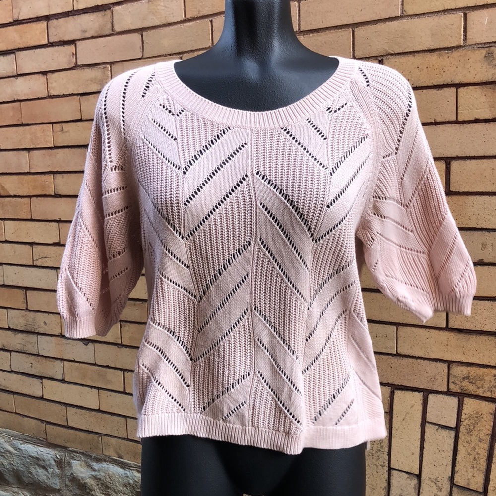 Trina Turk light pink open knit sweater Size Small